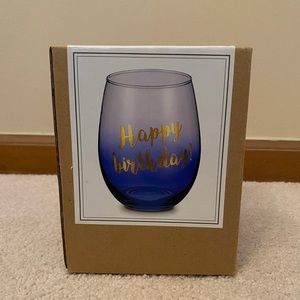 NWT Stemless Wine Glass Happy Birthday, new in box